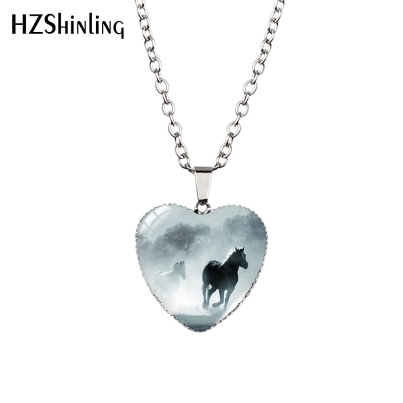 Peris Gems 01 Running Horse Heart Shaped Pendant Necklace Unisex SHEIN Amazon Temu
