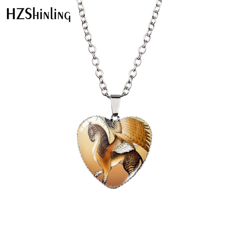 Peris Gems 011 Running Horse Heart Shaped Pendant Necklace Unisex SHEIN Amazon Temu