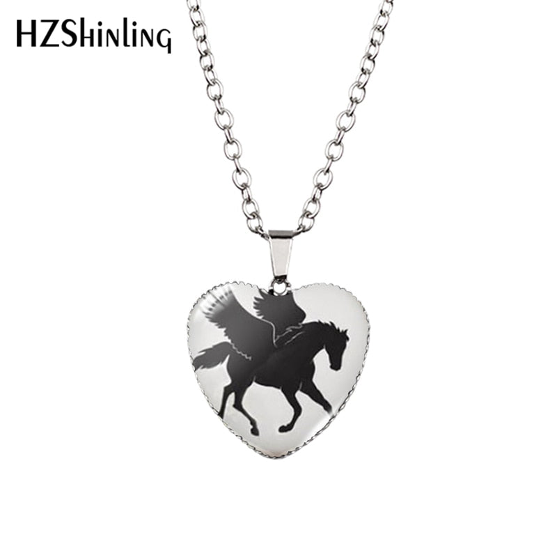 Peris Gems 012 Running Horse Heart Shaped Pendant Necklace Unisex SHEIN Amazon Temu
