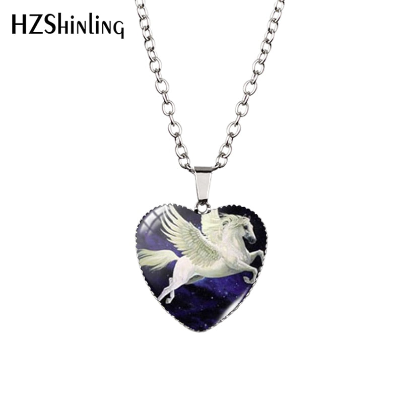 Peris Gems 016 Running Horse Heart Shaped Pendant Necklace Unisex SHEIN Amazon Temu