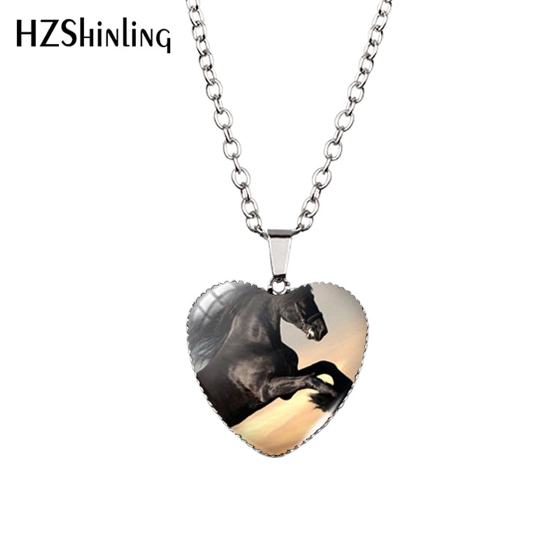 Peris Gems 06 Running Horse Heart Shaped Pendant Necklace Unisex SHEIN Amazon Temu