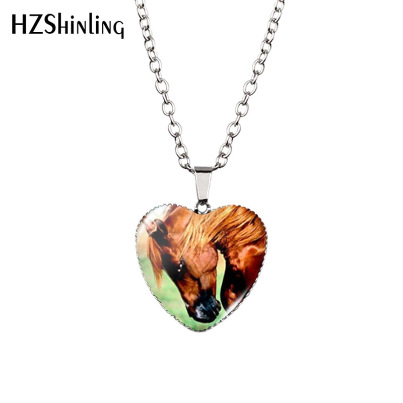 Peris Gems 08 Running Horse Heart Shaped Pendant Necklace Unisex SHEIN Amazon Temu