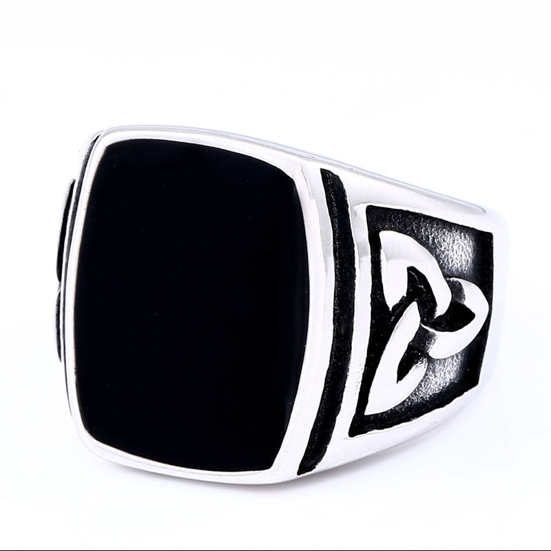 Peris Gems 1 / 8 Titanium Flat Face Signet Ring for Men | Odin Symbol Ring Titanium Flat Face Signet Ring for Men | Odin Symbol Ring SHEIN Amazon Temu