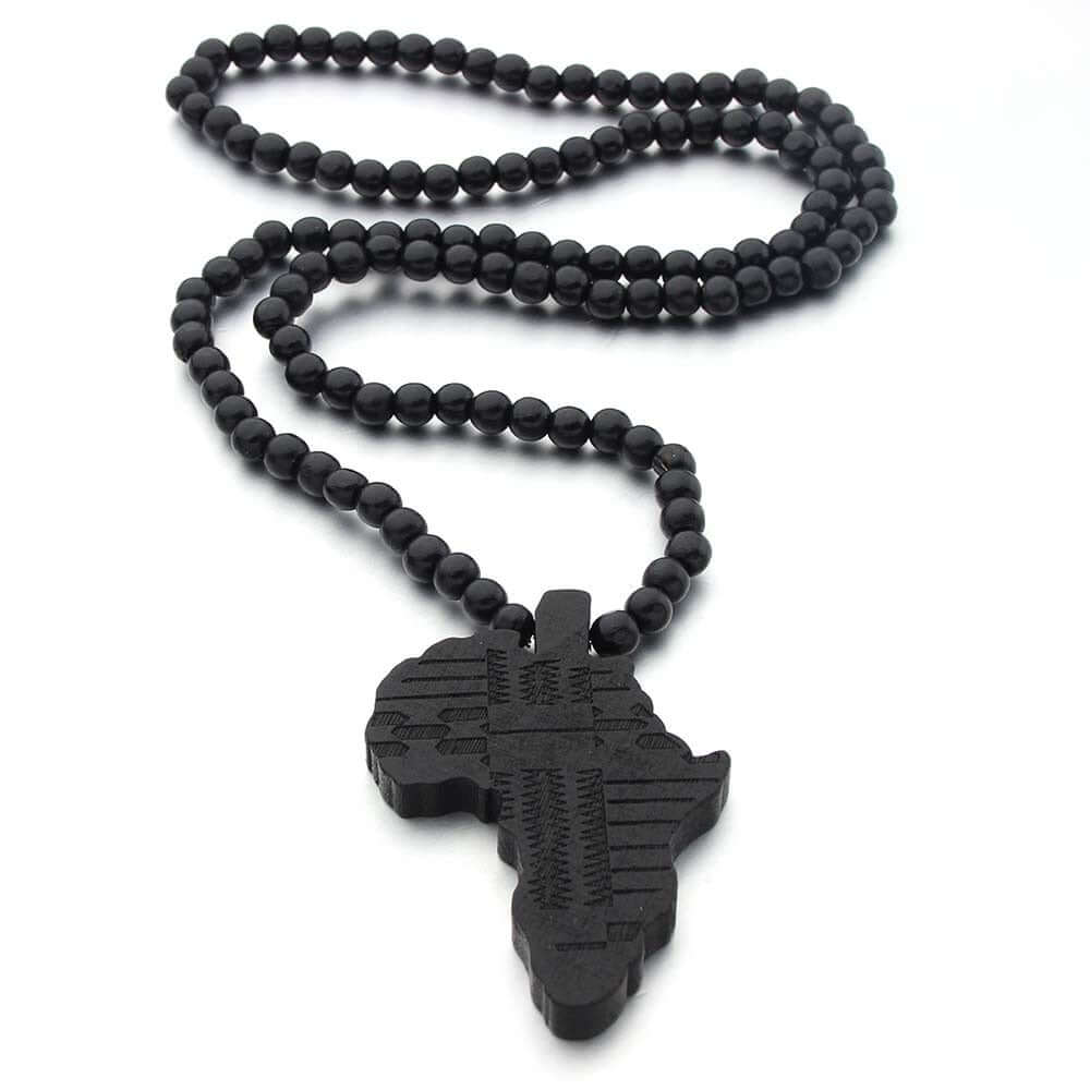 Peris Gems 1 Africa Continent Map Beaded Necklace Unisex | Wood Necklace SHEIN Amazon Temu
