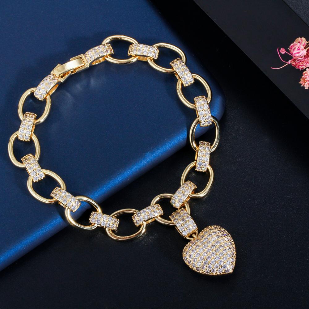 Peris Gems 1 bracelet Gold Heart Dangle Necklace and Bracelet Set for Women | Love Heart Jewelry Gold Heart Dangle Necklace and Bracelet Set for Women SHEIN Amazon Temu