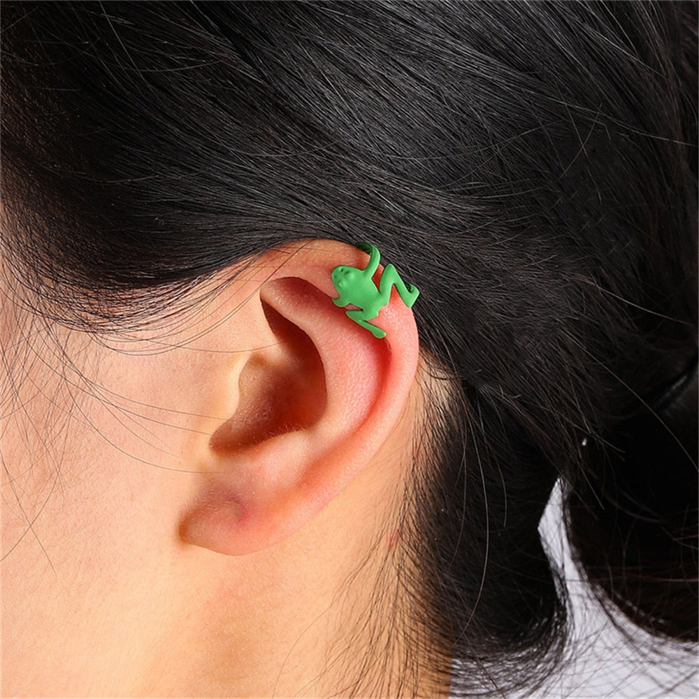 Peris Gems 1 Cartoon Frog Ear Cuffs Clip Earrings for Women | No Piercing Aesthetic Animal Earrings SHEIN Amazon Temu