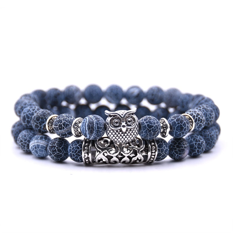 Peris Gems 1 Double Layered Owl Stone Bracelets unisex | Yoga Chakra Bracelets Double Layered Owl Stone Bracelets unisex | Yoga Bracelets SHEIN Amazon Temu