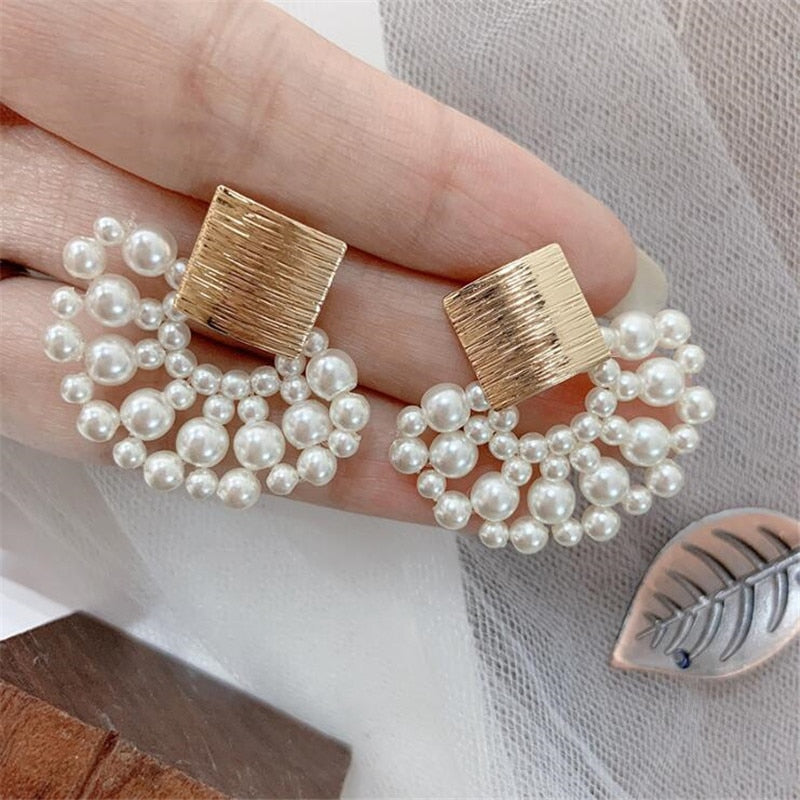 Peris Gems 1 Geometric Gold Pearl Stud Earrings for Women | Gold Bohemian Wedding Earrings SHEIN Amazon Temu