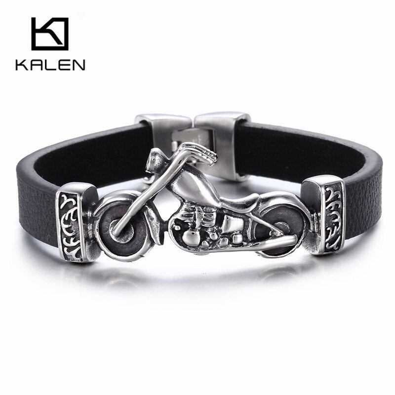 Peris Gems 1 Motorcycle Charm Bracelets Unisex | Silver Pendant Leather Bracelet Motorcycle Charm Bracelets Unisex | Silver Leather Bracelet SHEIN Amazon Temu
