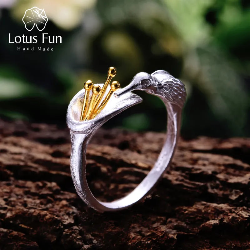 Peris Gems 1 / Resizable Delicate Hummingbird and Plant 925 Silver Ring for Women SHEIN Amazon Temu