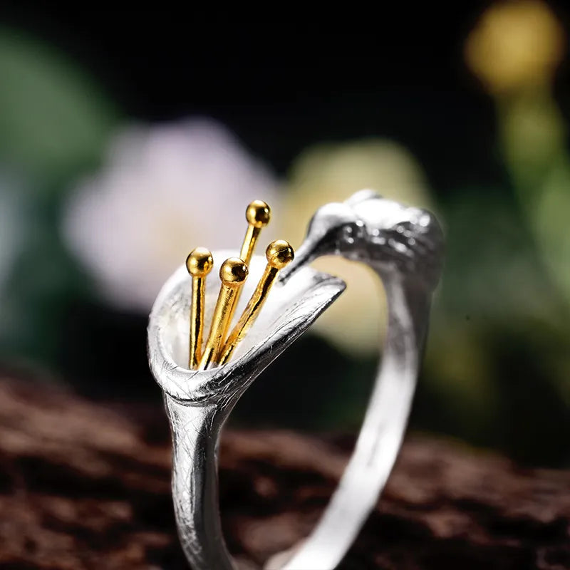 Peris Gems 1 / Resizable Delicate Hummingbird and Plant 925 Silver Ring for Women SHEIN Amazon Temu