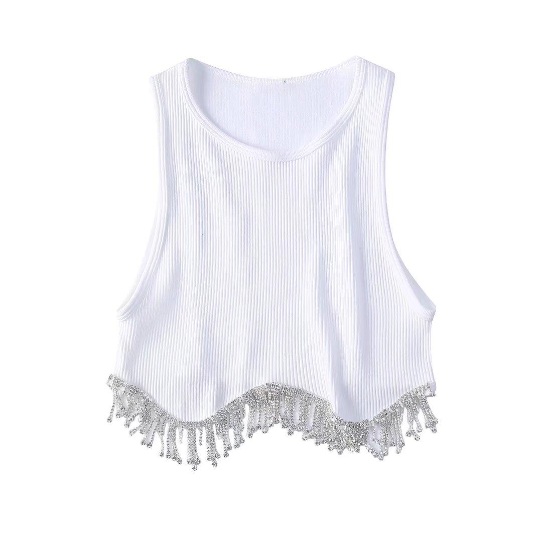 Peris Gems 1 / S Diamond Tassel Crop-Top Shirt | Slim Luxurious Shirt for Women SHEIN Amazon Temu