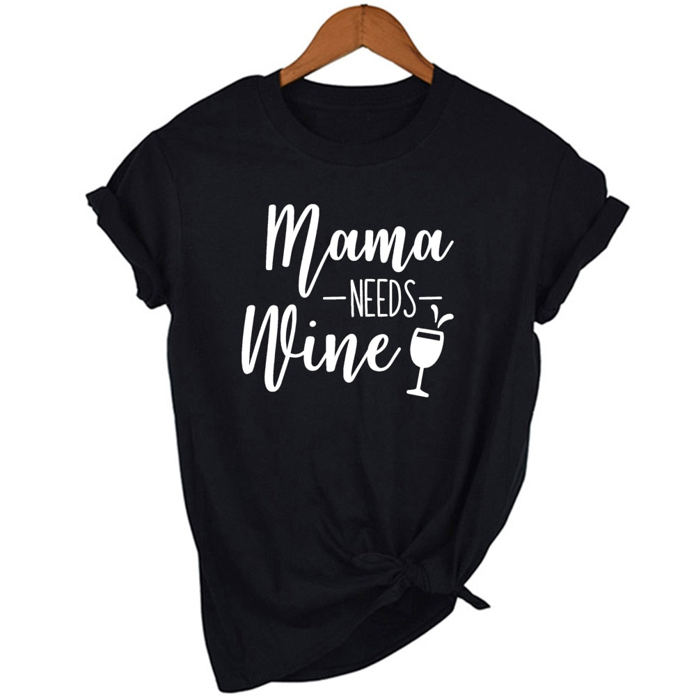 Peris Gems 1 / S Mama Needs Wine Letter Print T Shirt for Women | Short Sleeve Wine Lover Tee Mama Needs Wine Letter Print T Shirt for Women | Wine Lover SHEIN Amazon Temu