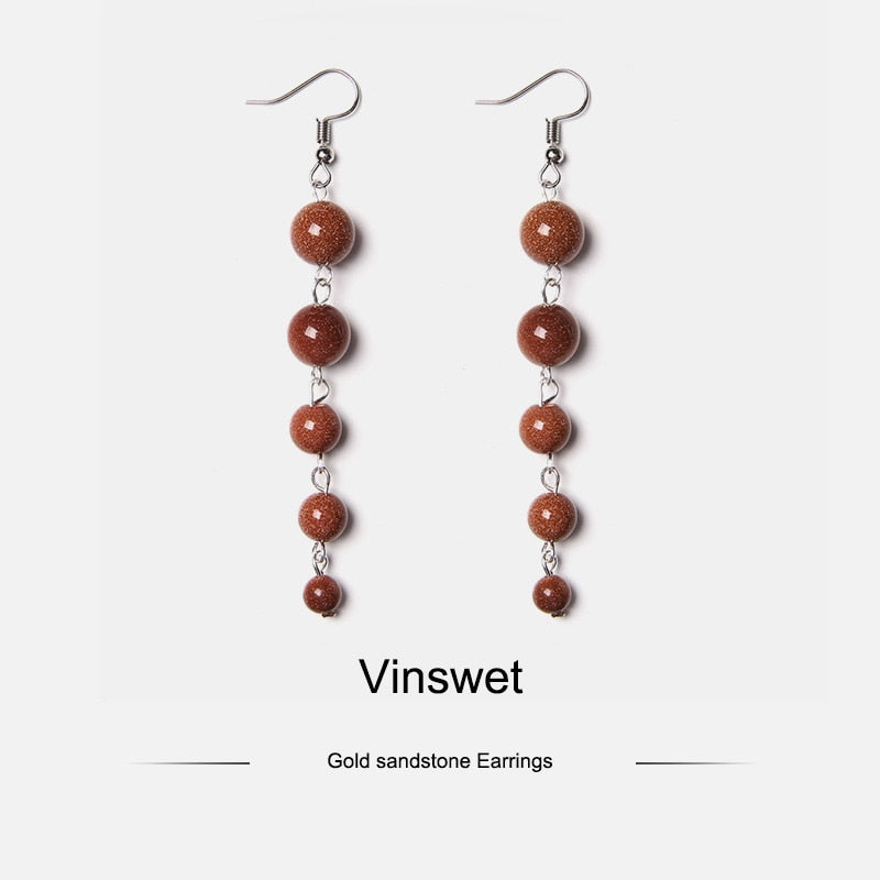 Peris Gems 1 Sandstone Long Beads Tassel Earrings for Women SHEIN Amazon Temu