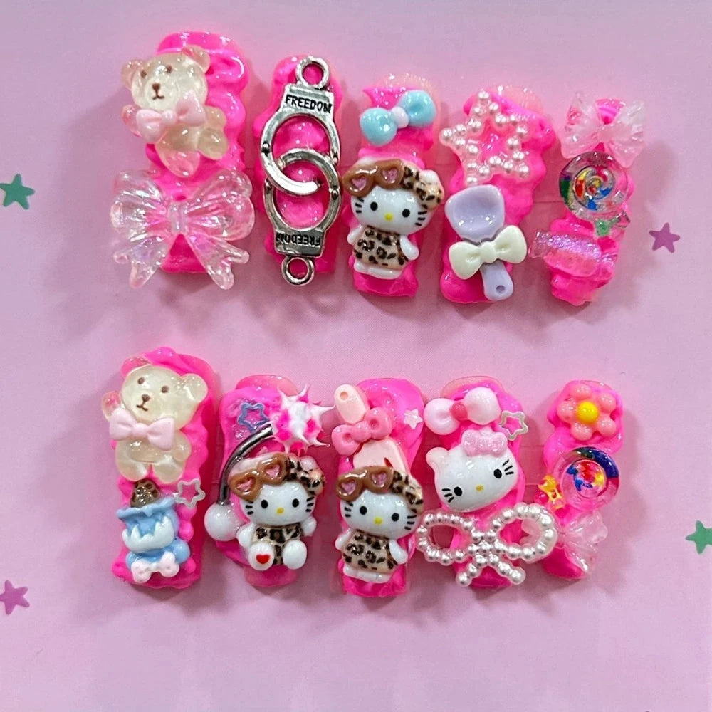 Peris Gems 1 / XS-14-10-11-10-8 10Pcs Y2K Heavy Industry Sanrio Hello Kitty Handmade Fake Nail 3D Metal Handcuffs Butterfly Long Square Xl Full Fake Nail 10Pcs Y2K Heavy Industry Sanrio Hello Kitty Handmade Fake Nail 3D Metal Handcuffs Butterfly Long Square Xl Full Fake Nail SHEIN Amazon Temu