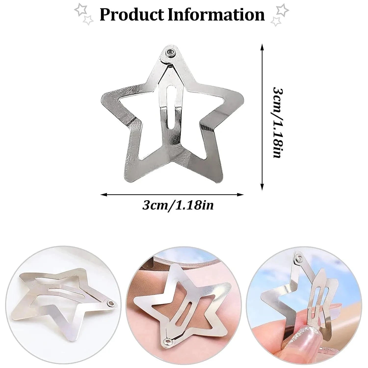 Peris Gems 10/25/50/100/200pcs Y2K Silver Star Hair Clips for Girls Metal Snap Clip Hairpins Barrettes Hair Grip Jewel Hair Accessories 10/25/50/100/200pcs Y2K Silver Star Hair Clips for Girls Metal Snap Clip Hairpins Barrettes Hair Grip Jewel Hair Accessories SHEIN Amazon Temu