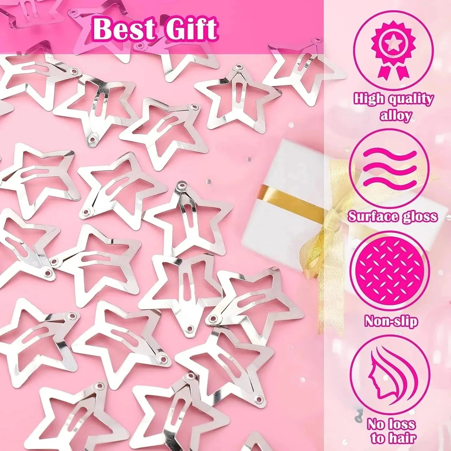 Peris Gems 10/25/50/100/200pcs Y2K Silver Star Hair Clips for Girls Metal Snap Clip Hairpins Barrettes Hair Grip Jewel Hair Accessories 10/25/50/100/200pcs Y2K Silver Star Hair Clips for Girls Metal Snap Clip Hairpins Barrettes Hair Grip Jewel Hair Accessories SHEIN Amazon Temu