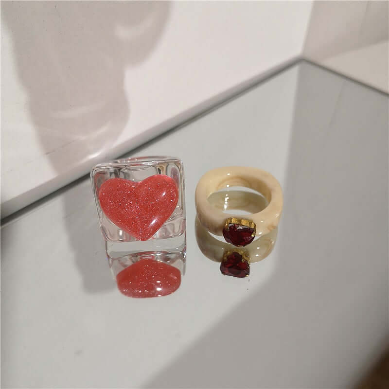 Peris Gems 10 Acrylic Candy Bear Heart Rings Collection for Women SHEIN Amazon Temu