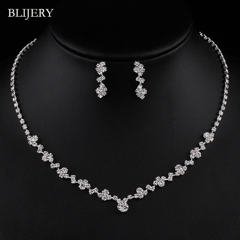 Peris Gems 10 Bridesmaid Bridal Jewelry Set | Silver Diamond Necklace and Earrings Set for Women Bridesmaid Bridal Jewelry Set | Silver Diamond SHEIN Amazon Temu