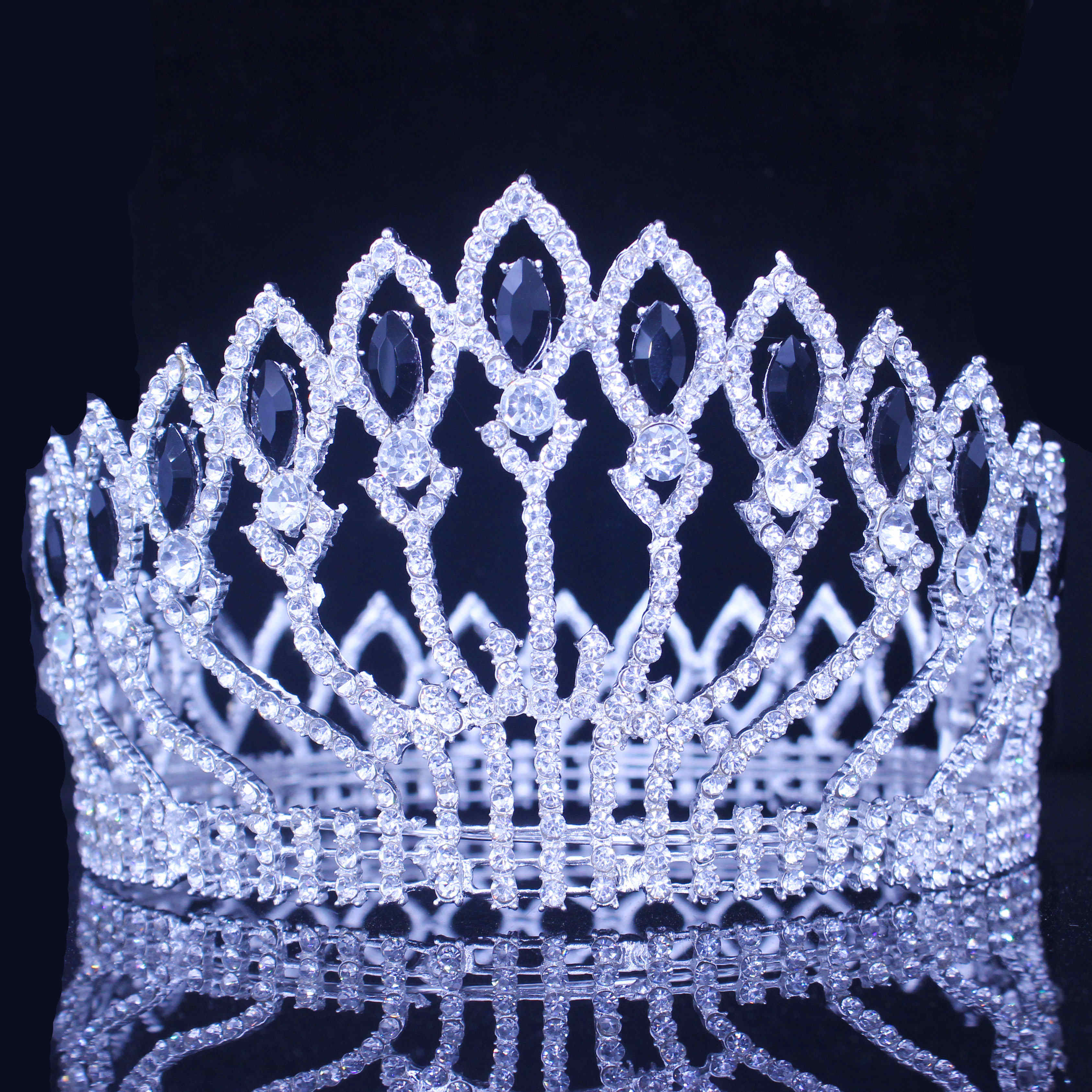 Peris Gems 10 Crystal Queen Wedding Tiara Crown | Women&