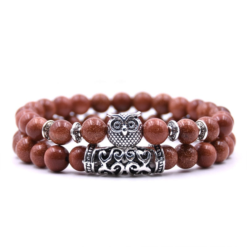 Peris Gems 10 Double Layered Owl Stone Bracelets unisex | Yoga Chakra Bracelets Double Layered Owl Stone Bracelets unisex | Yoga Bracelets SHEIN Amazon Temu
