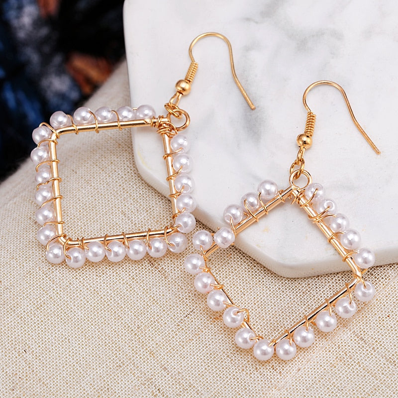 Peris Gems 10 Geometric Gold Pearl Stud Earrings for Women | Gold Bohemian Wedding Earrings Geometric Gold Pearl Stud Earrings for Women SHEIN Amazon Temu
