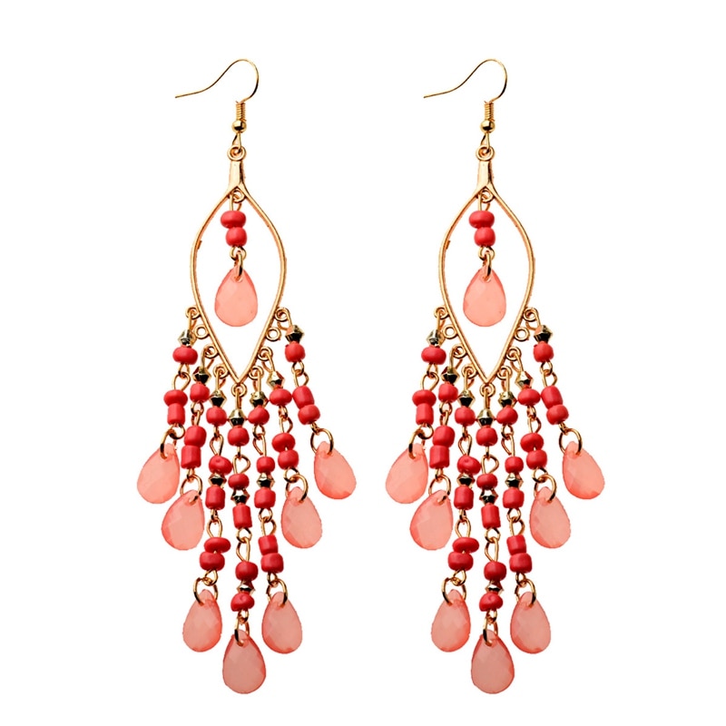 Peris Gems 10 Gold Beaded Long Tassel Earrings for Women | Crystal Dangle Earrings SHEIN Amazon Temu