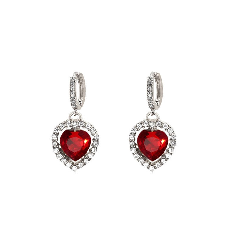 Peris Gems 10 Red Heart Shaped CZ Drop Earrings for Women | Red Diamond Earrings Red Heart Shaped CZ Drop Earrings for Women | Red Diamond SHEIN Amazon Temu