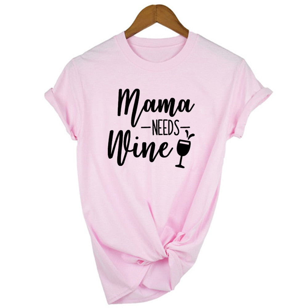 Peris Gems 10 / S Mama Needs Wine Letter Print T Shirt for Women | Short Sleeve Wine Lover Tee Mama Needs Wine Letter Print T Shirt for Women | Wine Lover SHEIN Amazon Temu