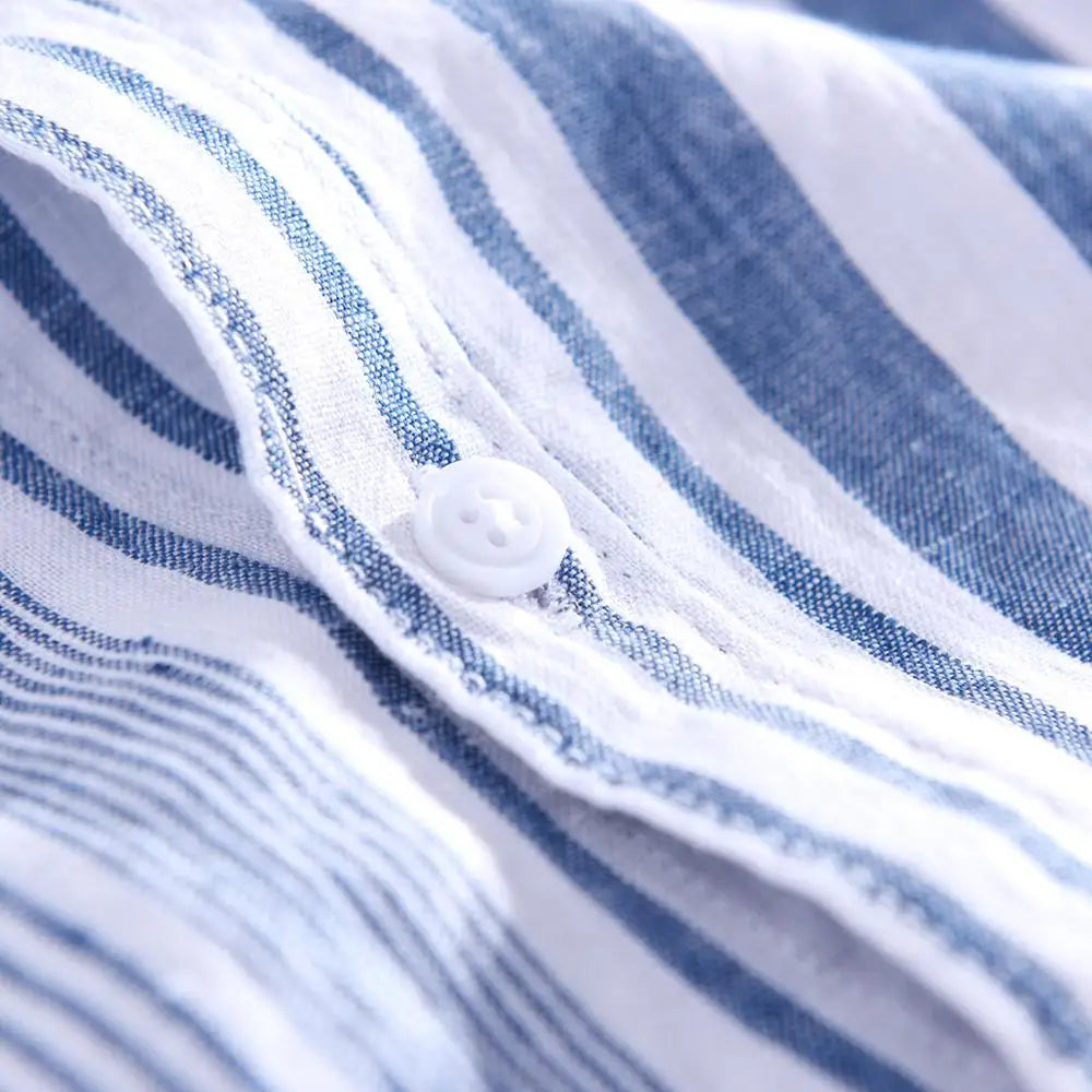 Peris Gems 100% Pure Linen Striped Shirts For Men Short Sleeve Casual Stand Collar Hemp Shirts Man Summer Fashion Breathable Tops SHEIN Amazon Temu