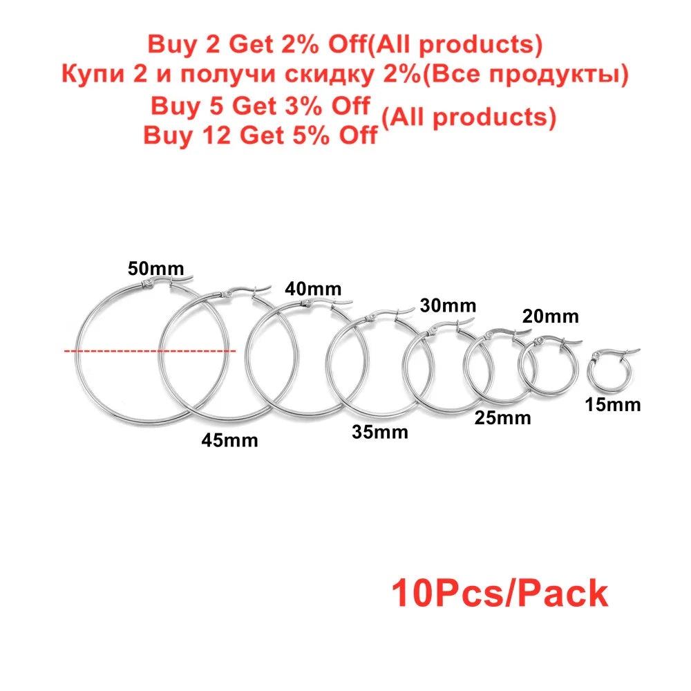 Peris Gems 10Pcs 15-50mm Stainless Steel Earrings Open Earring Hooks Base Ear Ring Drops DIY Dangle Earring Jewelry Making Accessories SHEIN Amazon Temu