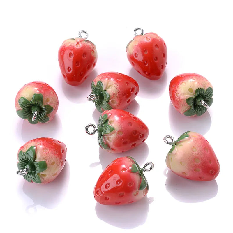 Peris Gems 10Pcs Cute Red Acrylic Strawberry Apple Orange Mango Fruit Resin Pendants Charms for Jewelry Making Earrings Necklace Accessory SHEIN Amazon Temu