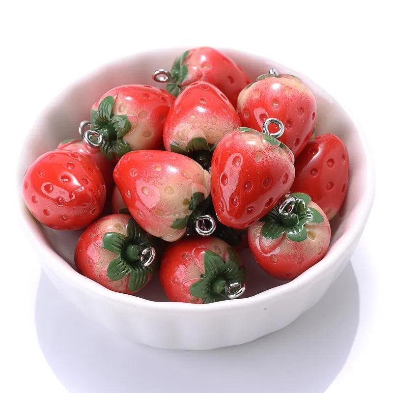 Peris Gems 10Pcs Cute Red Acrylic Strawberry Apple Orange Mango Fruit Resin Pendants Charms for Jewelry Making Earrings Necklace Accessory SHEIN Amazon Temu