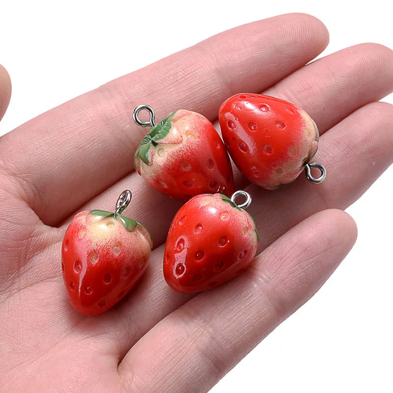 Peris Gems 10Pcs Cute Red Acrylic Strawberry Apple Orange Mango Fruit Resin Pendants Charms for Jewelry Making Earrings Necklace Accessory SHEIN Amazon Temu