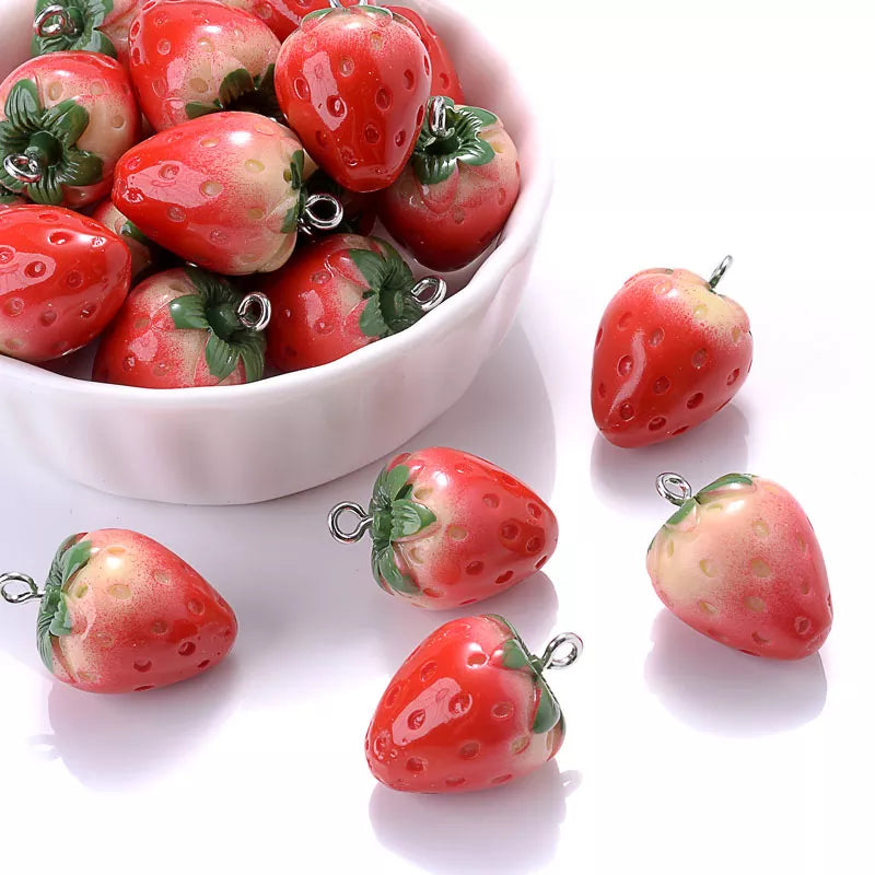 Peris Gems 10Pcs Cute Red Acrylic Strawberry Apple Orange Mango Fruit Resin Pendants Charms for Jewelry Making Earrings Necklace Accessory SHEIN Amazon Temu