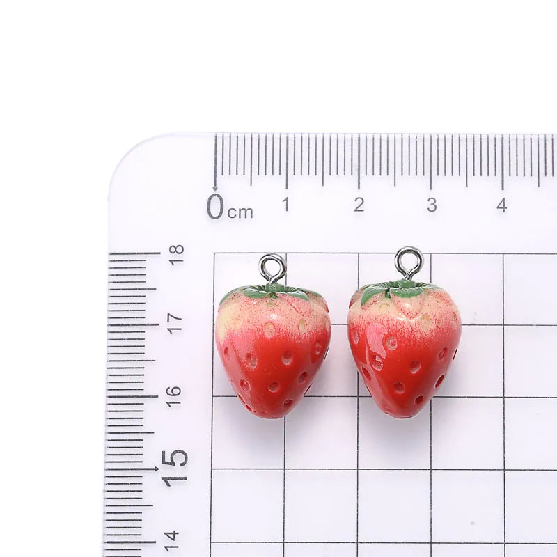 Peris Gems 10Pcs Cute Red Acrylic Strawberry Apple Orange Mango Fruit Resin Pendants Charms for Jewelry Making Earrings Necklace Accessory SHEIN Amazon Temu