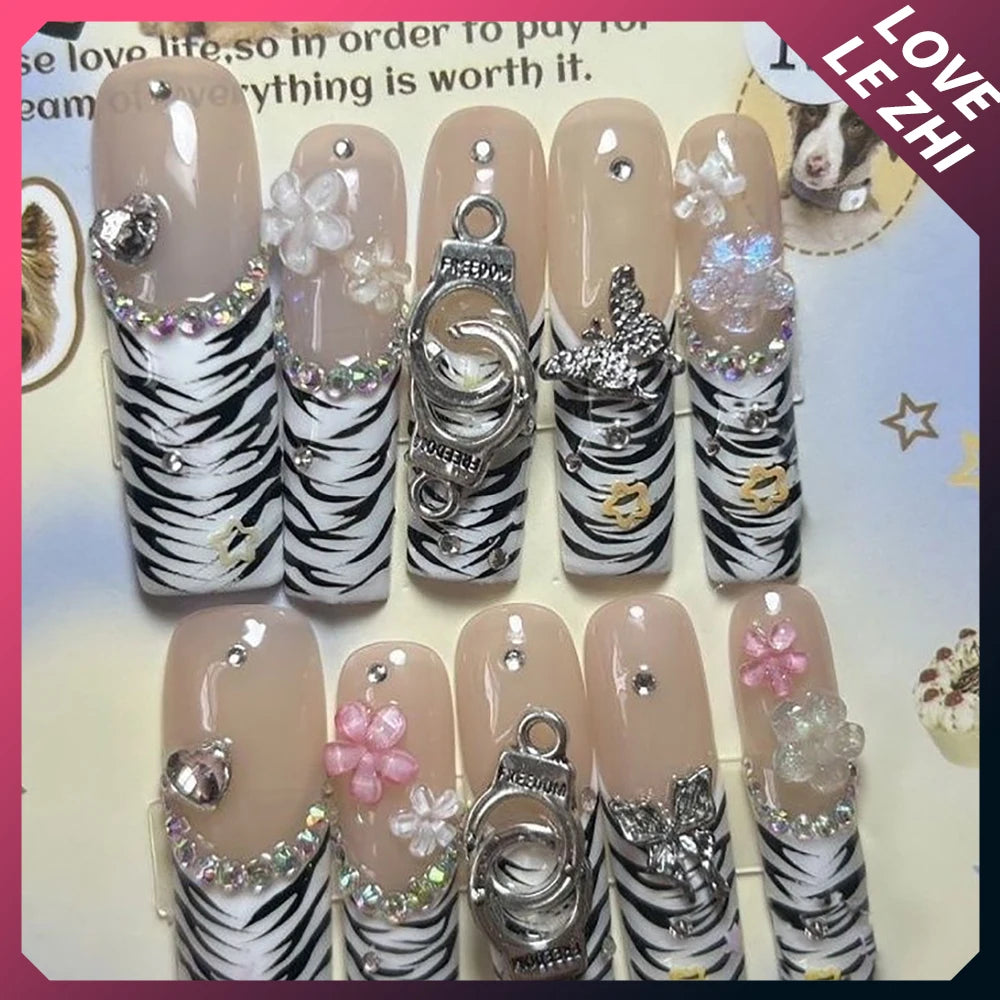 Peris Gems 10Pcs Y2K Heavy Industry Sanrio Hello Kitty Handmade Fake Nail 3D Metal Handcuffs Butterfly Long Square Xl Full Fake Nail 10Pcs Y2K Heavy Industry Sanrio Hello Kitty Handmade Fake Nail 3D Metal Handcuffs Butterfly Long Square Xl Full Fake Nail SHEIN Amazon Temu