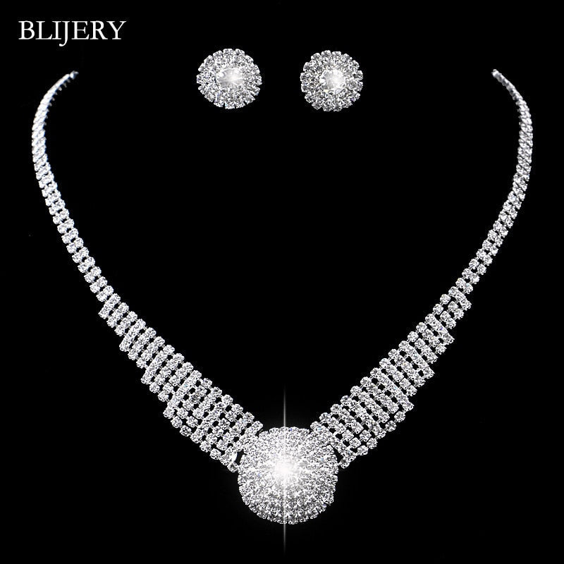 Peris Gems 11 Bridesmaid Bridal Jewelry Set | Silver Diamond Necklace and Earrings Set for Women Bridesmaid Bridal Jewelry Set | Silver Diamond SHEIN Amazon Temu