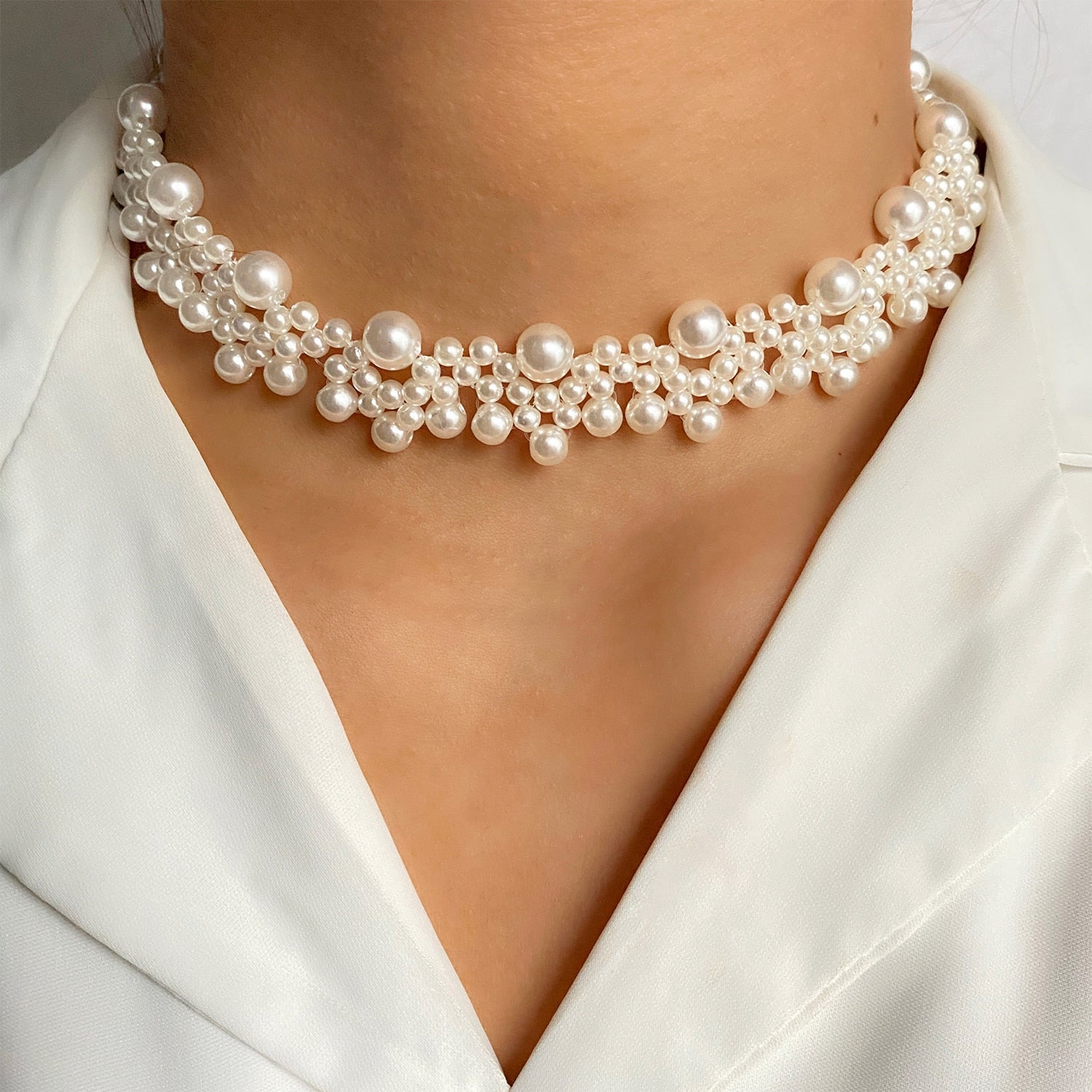 Peris Gems 11 Dainty Pearl Flower Choker Necklace for Women | Gold Pearl Necklaces Dainty Pearl Flower Choker Necklace for Women Gold Necklaces SHEIN Amazon Temu