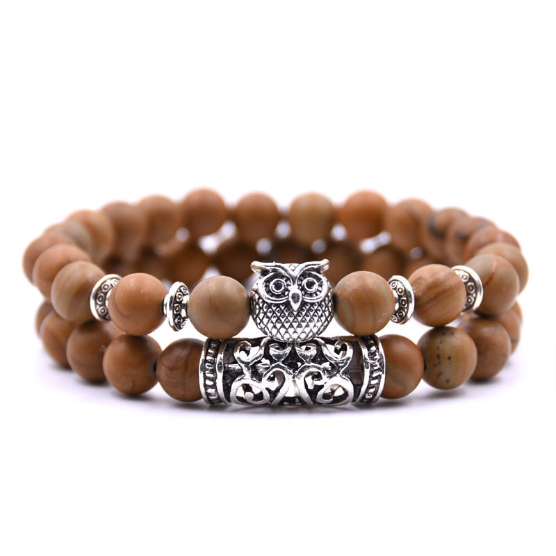 Peris Gems 11 Double Layered Owl Stone Bracelets unisex | Yoga Chakra Bracelets Double Layered Owl Stone Bracelets unisex | Yoga Bracelets SHEIN Amazon Temu