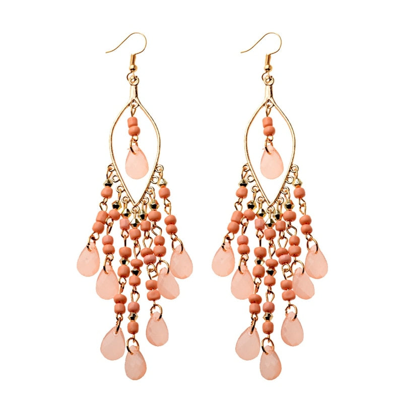 Peris Gems 11 Gold Beaded Long Tassel Earrings for Women | Crystal Dangle Earrings SHEIN Amazon Temu