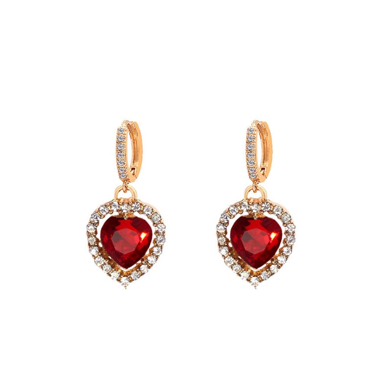 Peris Gems 11 Red Heart Shaped CZ Drop Earrings for Women | Red Diamond Earrings Red Heart Shaped CZ Drop Earrings for Women | Red Diamond SHEIN Amazon Temu