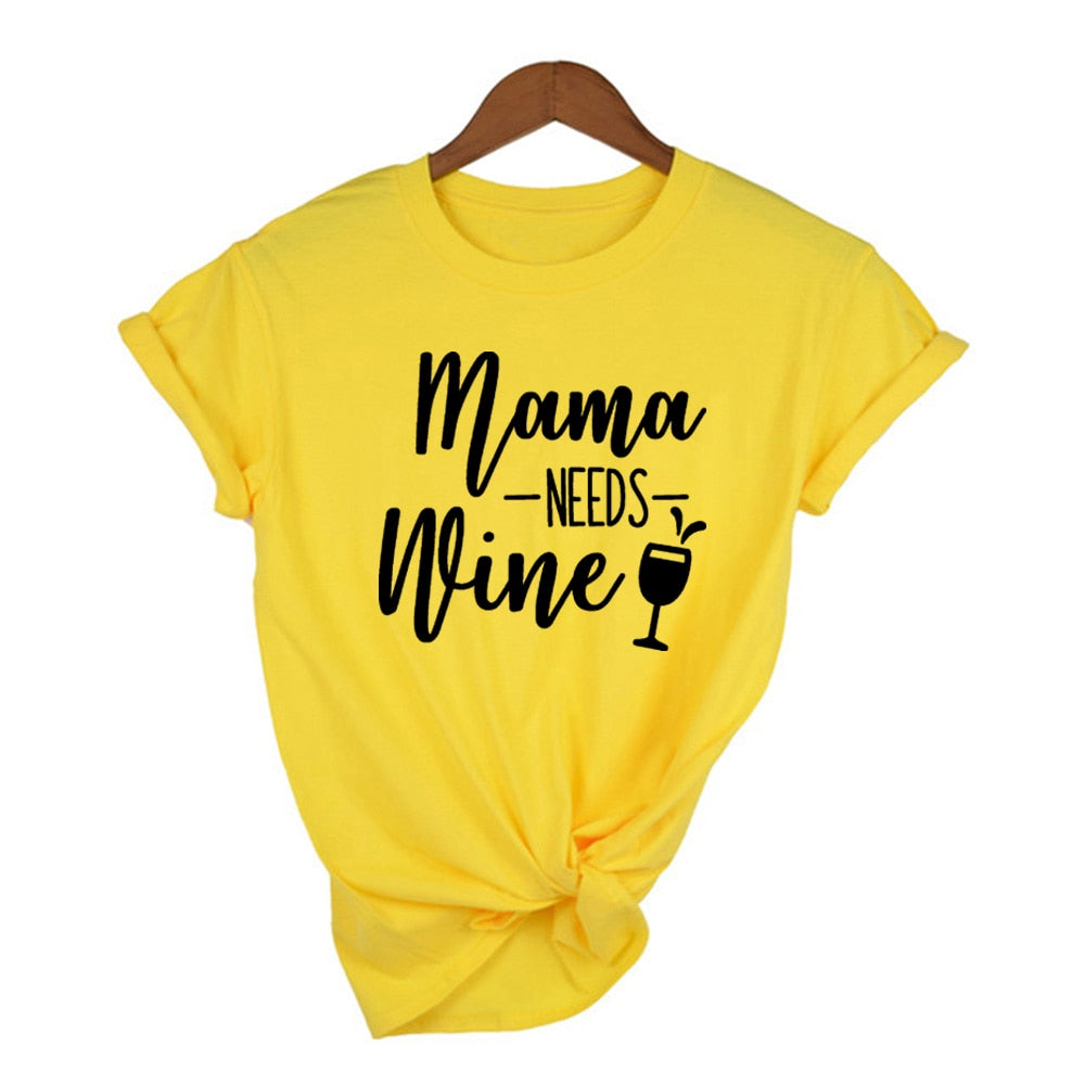 Peris Gems 11 / S Mama Needs Wine Letter Print T Shirt for Women | Short Sleeve Wine Lover Tee Mama Needs Wine Letter Print T Shirt for Women | Wine Lover SHEIN Amazon Temu