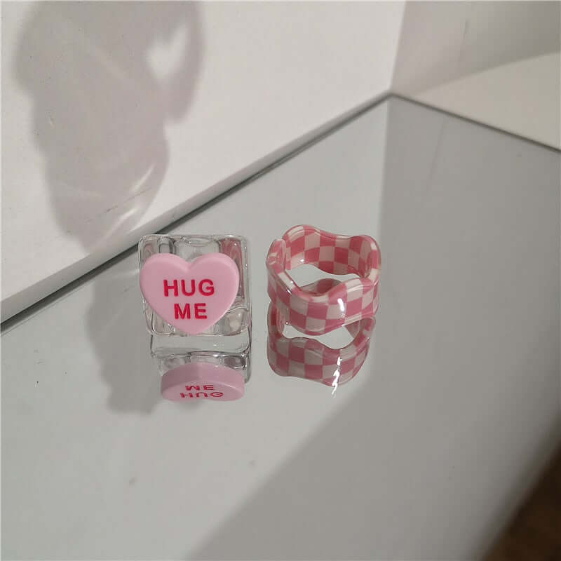 Peris Gems 12 Acrylic Candy Bear Heart Rings Collection for Women SHEIN Amazon Temu