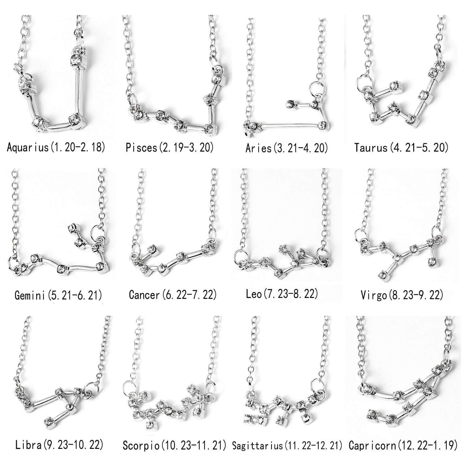 Peris Gems 12 Constellation Zodiac Sign Necklace SHEIN Amazon Temu
