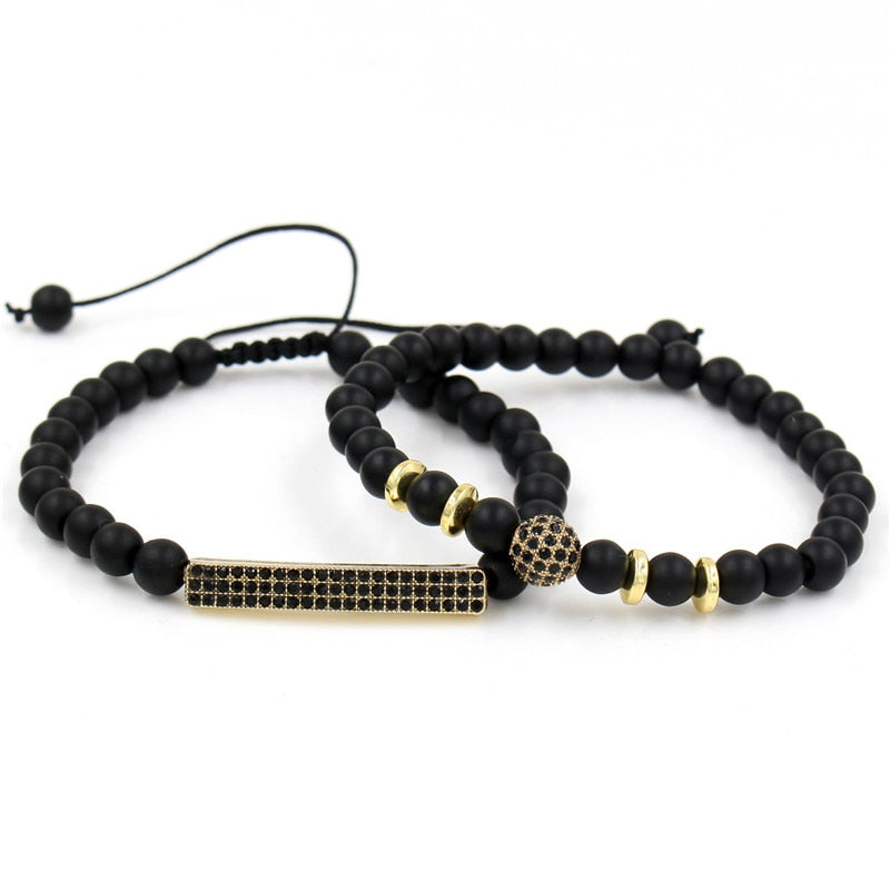 Peris Gems 12 Micro Pave CZ 8mm Disco Ball Bracelet Unisex | 3pc Black Bracelet Charm Set SHEIN Amazon Temu