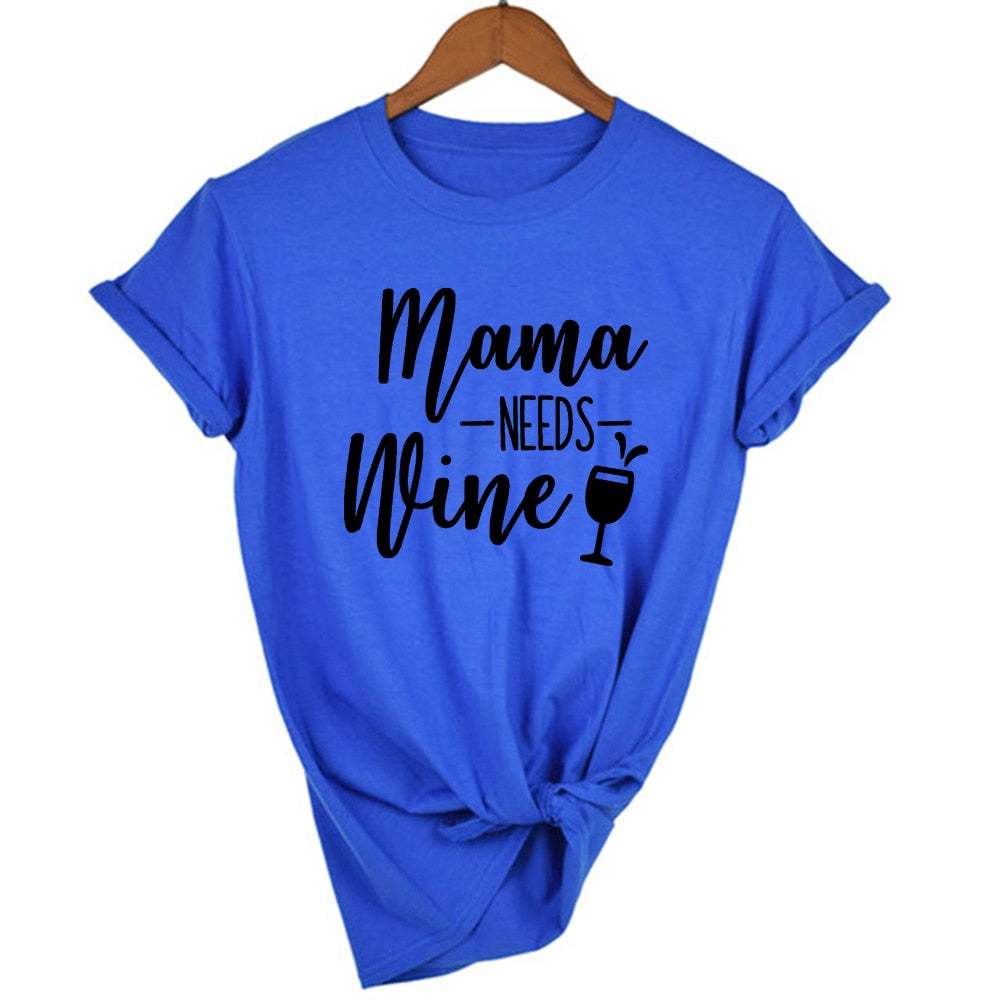 Peris Gems 12 / S Mama Needs Wine Letter Print T Shirt for Women | Short Sleeve Wine Lover Tee Mama Needs Wine Letter Print T Shirt for Women | Wine Lover SHEIN Amazon Temu