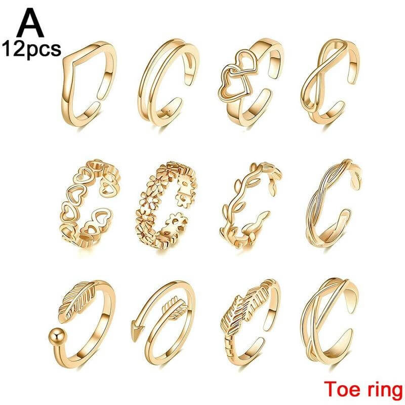 Peris Gems 12pcs gold Adjustable Toe Rings for Women | 12pc Open Toe and Finger Rings SHEIN Amazon Temu
