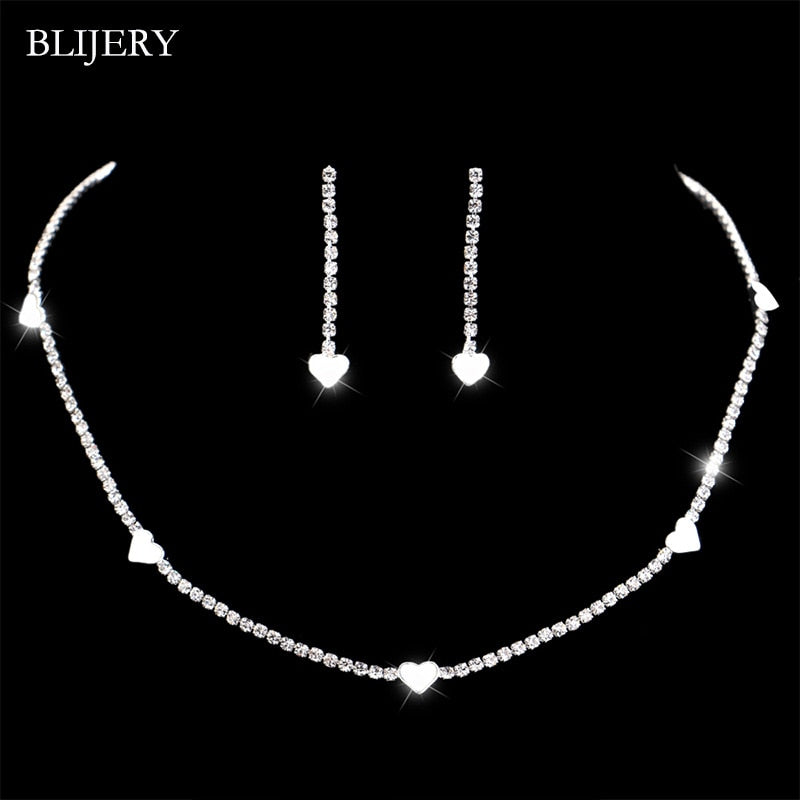 Peris Gems 13 Bridesmaid Bridal Jewelry Set | Silver Diamond Necklace and Earrings Set for Women Bridesmaid Bridal Jewelry Set | Silver Diamond SHEIN Amazon Temu