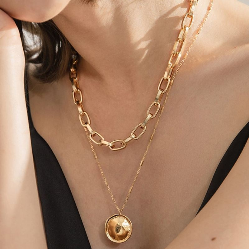 Peris Gems 13 Gold Coin Pendant Necklaces for Women | Multilayered Cuban Link Necklace SHEIN Amazon Temu